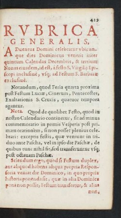 Rubrica Generalis,