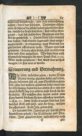 Erinnerung und Vermahnung