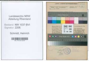 Entnazifizierung Heinrich Schmidt , geb. 27.01.1900 (Baecker)