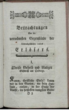 Betrachtungen über die vornehmsten Gegenstände der Leidensgeschichte unsers Erlösers