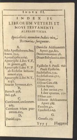 Index II. Librorum Veteris Et Novi Testamenti Alphabeticus.
