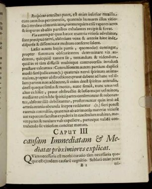 Caput III causam Immediatam & Mediatas proximiores explicat.