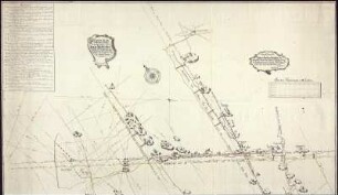 Grund- und Seigerriss von Himmels Fürstner Gebäuden, kolorierte Handzeichnung, 1717