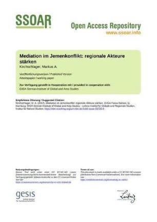 Mediation im Jemenkonflikt: regionale Akteure stärken