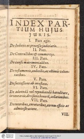 Index Partium Hujus Juris.