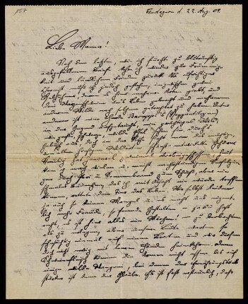 Brief an Mama, 22.08.1909, Tendaguru