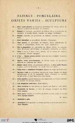 Faience - Porcelaine - Objets variés - Sculpture (Nr.38-72)