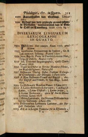 Diversarum Linguarum Lexicographi In Quarto.