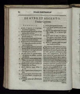 De Auro, Et Argento. Titulus Quintus