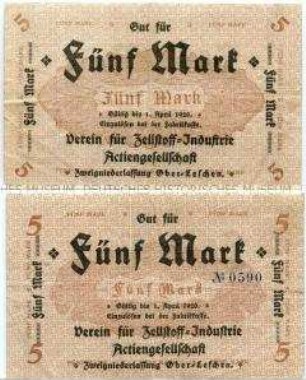 Ober-Leschen, Verein für Zellstoff-Industrie AG, 5 Mark