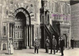 Kairo (Ägypten). Touristen beim Besichtigen einer Moschee