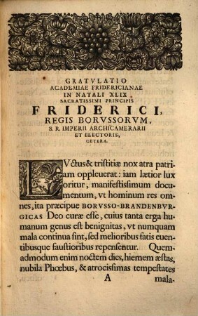 Votiva oratio, qua Serenissimo ... Principi ... Friderico, Regi Borussiae ... in natali XLIX ... gratulatus est Car. Lud. Krug