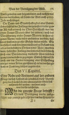 [Das VI.- XI. Capittel.]