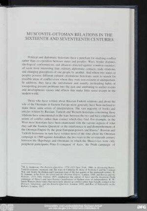 Muscovite-Ottoman Relations In The Sixteenth And Seventeenth Centuries