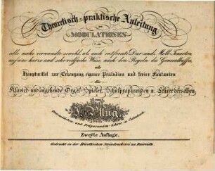 Theoretisch-practische Anleitung zu Modulationen ... : (Lithographirt)