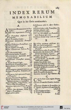 Index rerum memorabilium