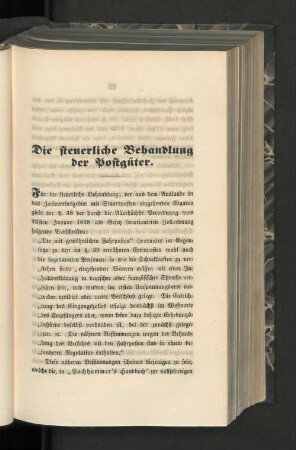Die steuerliche Behandlung der Postgüter.