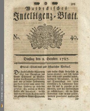 No. 40. Dinstag den 2. October 1787