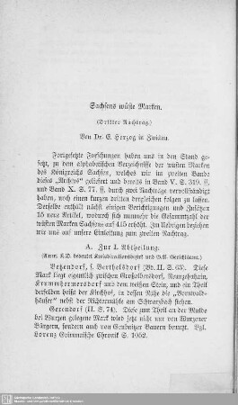 Sachsens wüste Marken. (Dritter Nachtrag)