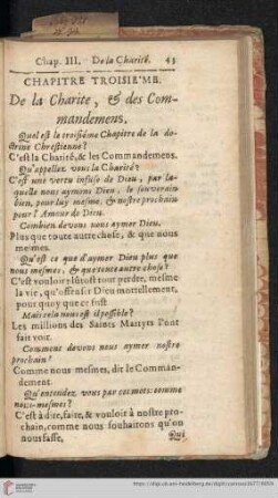Chapitre troisième: De la Charite, & des Commandemens