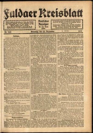 Ausgabe vom Dienstag, den 23. Dezember 1919.