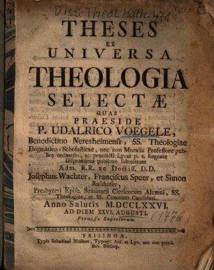 Theses ex universa theologia selectae