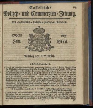 12tes Stueck, Montag den 21ten Maerz. 1796