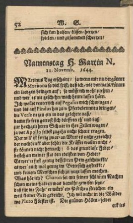 Namenstag H. Martin N. 11. Novemb. 1644.