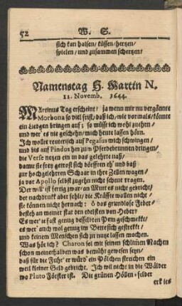 Namenstag H. Martin N. 11. Novemb. 1644.