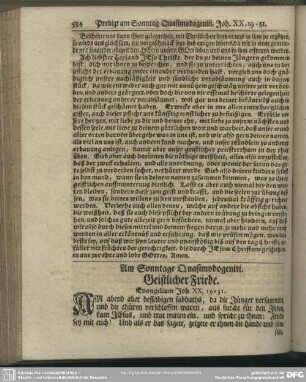Am Sonntage Quasimodogeniti. Geistlicher Friede. Evangelium Joh. XX, 19-31