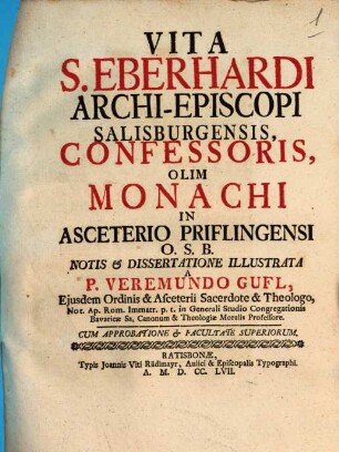 Vita Sancti Eberhardi, Salisburgensis Archiepiscopi