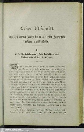 Erster Abschnitt. Von den ältesten Zeiten bis in die ersten Jahrzehnte unseres Jahrhunderts