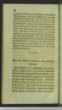 Von dem nöthigen Verhalten nach geendigter Badekur