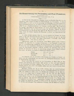 Die Konservierung von Fruchtsäften mit Flual (Flusssäure).