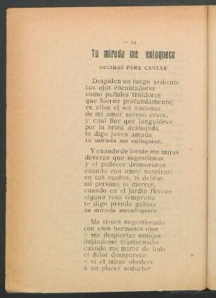 Tu mirada me enloquece : Décimas para cantar