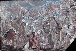 Steinigung des heiligen Stephanus und seine Vision des sich öffnenden Himmels mit Christus und dem Heiligen Geist