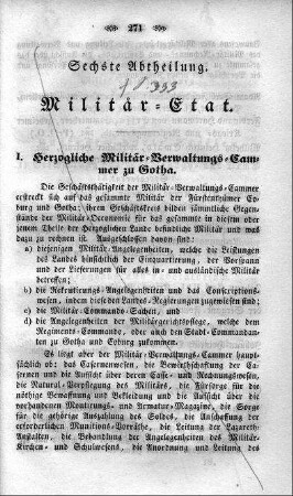 6. Abtheilung : Militair-Etat