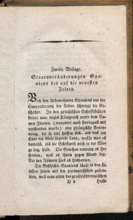 Zweite Beilage. Staatsveränderungen Spaniens bis auf die neuesten Zeiten.