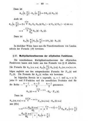§ 37. Multiplikationstheoreme der elliptischen Funktionen.