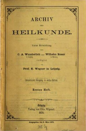 Archiv der Heilkunde. 13, 13. 1872