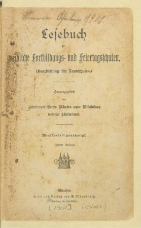 Lesebuch für weibliche Fortbildungs- und Feiertagsschulen