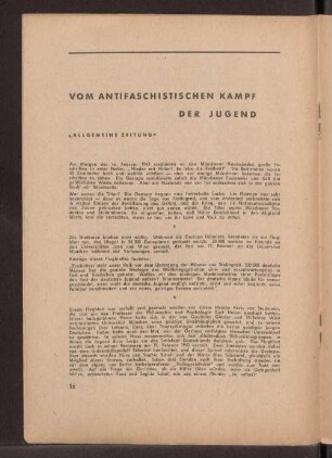 Vom antifaschistischen Kampf der Jugend