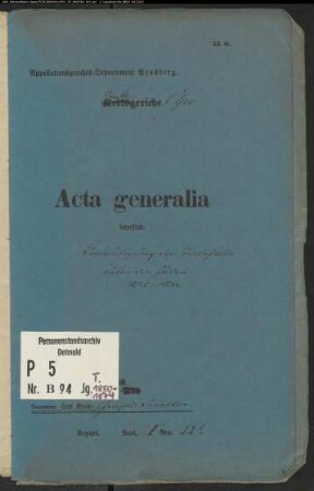 Belegakte zu den Zivilstandsregistern der Juden mit den Orten Neuenkleusheim und Olpe (T 1850-1874)