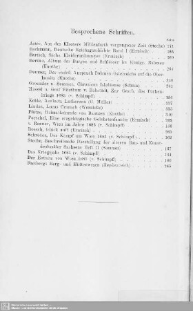Besprochene Schriften