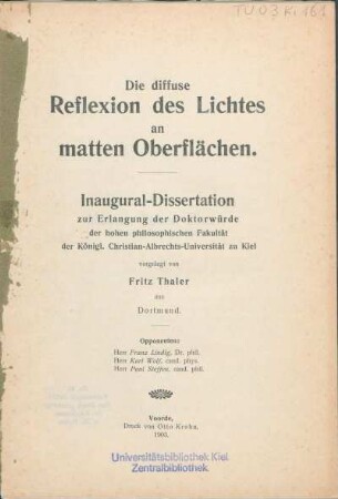 Die diffuse Reflexion des Lichtes an matten Oberflächen