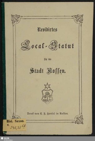 Revidirtes Local-Statut für die Stadt Nossen