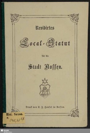 Revidirtes Local-Statut für die Stadt Nossen