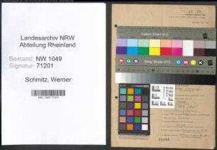 Entnazifizierung Werner Schmitz , geb. 19.09.1905 (Landwirt)