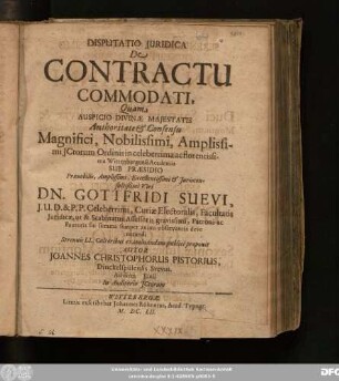 Disputatio Iuridica De Contractu Commodati
