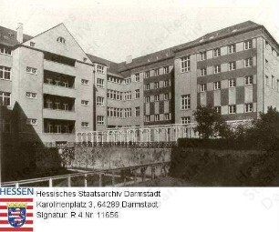 Darmstadt, Lukasweg / Miethausbauten und Atelierbauten, Gartenseite